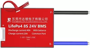LiFePO4 BMS PCB 8S 24V 40A Daly Balanced Waterproof Battery Management System UK - Imagen 1 de 13