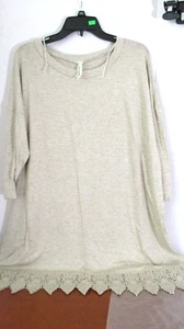 ESMERALDA ~ VESTIDO TÚNICA CROCHET BEIGE SUAVE ~ MANGA 3/4 ~ 95% rayón ~ para mujer 3x ~ NUEVO SIN ETIQUETAS - Imagen 1 de 5