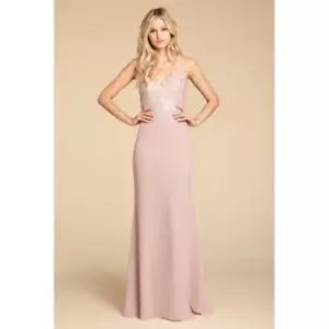 NUOVO Hayley Paige Occasions 5905 abito da damigella chiffon pizzo floreale maxi abito 2 - Foto 1 di 9