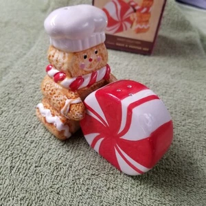 Cracker Barrell New Gingermint Ceramic Salt & Pepper Shakers - Picture 1 of 8