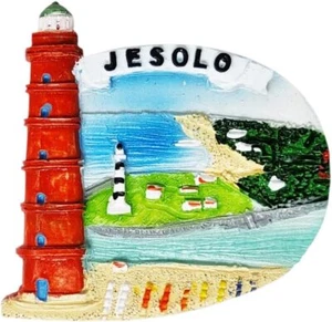 Calamita Magnete da Frigorifero Jesolo Faro con Spiaggia 3D Souvenir 7x7cm 60405 - Imagen 1 de 2
