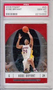 2006 Topps Finest Veteran Red Kobe Bryant Guard Los Angeles Lakers #25 PSA 10 - Picture 1 of 4