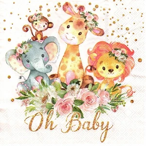 ♫Serviettes en papier bébé naissance animaux. Paper napkins baby birth animals♫ - Imagen 1 de 1