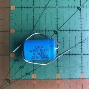 8uF 450v CDE Electrolytic Axial Capacitor WBR8-450 Industrial Long Life Blue - Picture 1 of 4