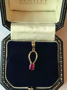0.35ct Ruby 14ct Gold Drop Pendant - Picture 1 of 15