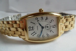 Very Clean Gold Tone S/S Lady's Coach Tounneau Swiss Quartz Watch Runs W120 - Picture 1 of 10