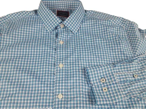 Camisa Untuckit Para Hombre Grande Manga Larga Azul 92% Nylon 8% Spandex Botón Cuadros - Imagen 1 de 9