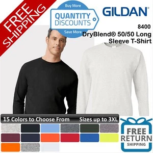 🔥 Gildan Men Dryblend 50/50 Long Sleeve Classic Fit T-shirt Up To 3XL 8400 - Picture 1 of 47