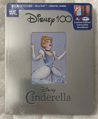Cinderella Steelbook 4K Ultra HD Blu-Ray + Blu-Ray + Digital Disney 100 Sealed Foto 1 de 4