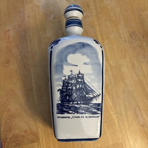 Vintage Blue Delfts Hand Painted Decanter Whaleship (Captain Charles W. Morgan) - Picture 1 of 9