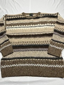 Tris Line Wool Blend Large Men’s Sweater Italy Multicolored Vintage 90s Cozy - Picture 1 of 8