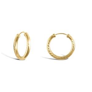9ct Gold Jewelco London Diamond Cut Capped Sleeper 2.5mm Hoop Earrings 18mm - Picture 1 of 3