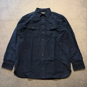 Vintage LL Bean Hemd Herren Medium Chamois Heavyweight Flanell Navy Knopfleiste - Bild 1 von 7