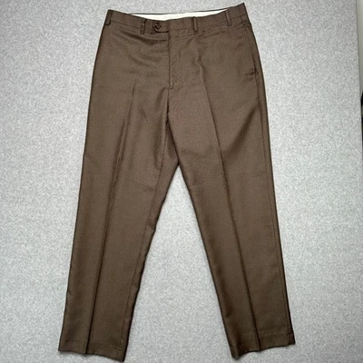 Pantalones de vestir de pata de gallo marrón Ralph Lauren de colección para hombre talla 36x32 Foto 1 de 4