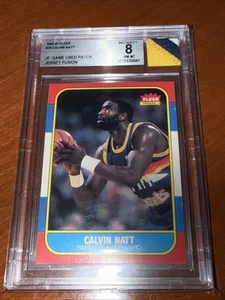 1986 FLEER BASKETBALL #79 CALVIN NATT BGS 8 GU PATCH JERSEY FUSION - Picture 1 of 2