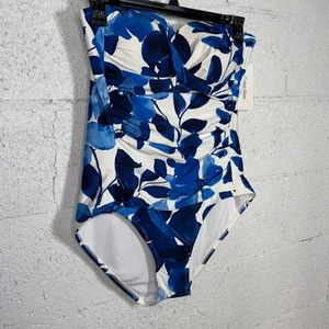 Calvin Klein Damen gerafft Bauchkontrolle Bandeau Schwimmen weiß/mehrfarbig 16 118 $ - Bild 1 von 11
