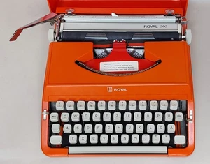 Reise Koffer Schreibmaschine ROYAL 202 in orange alt Vintage 70er Funktioniert - Bild 1 von 14