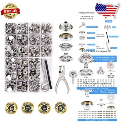 Kit a presión de acero inoxidable de alta resistencia: 314 piezas sujetadores de cubierta de barco de grado marino Foto 1 de 4