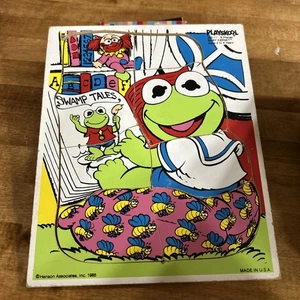 Raro puzzle vintage 1985 Muppet bambini bambino Kermit in legno otto pezzi - Foto 1 di 9