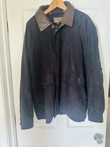 VTG Rainforest Mens XL Navy Blue Suede Zip Front Barn Chore Coat Winter Jacket - Picture 1 of 18