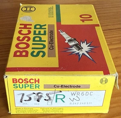 NOS Box of 10 PCS Bosch Super Spark Plugs WR6DC 7595 Cu-electrode VM05 - Image 1 of 3