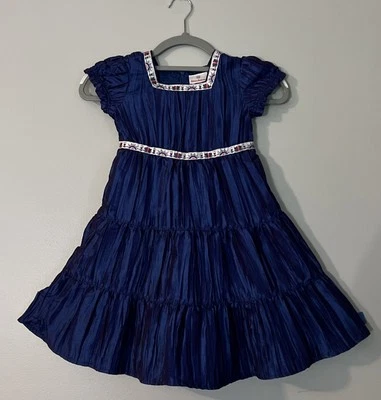 Hanna Andersson Fancy Purple Blue Iridescent Pleated Holiday Dress Sz 110 (5) - Image 1 of 4