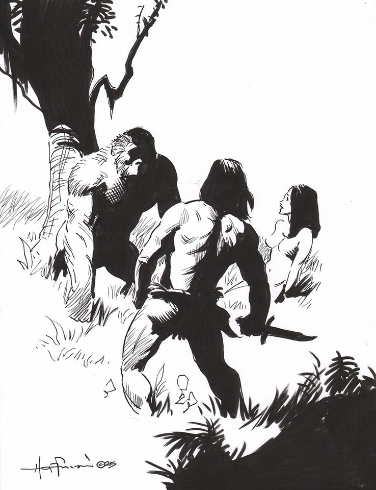 APE MAN JUNGLE AMENACE! Dibujo a tinta de arte original de Mike Hoffman Foto 1 de 1