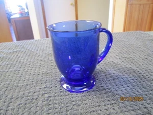 Anchor Hocking Glas Kobaltblau Klar Standfuß Becher Kaffeetasse USA - Bild 1 von 5