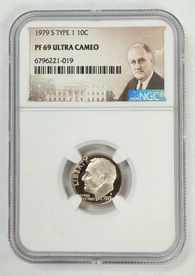 1979-S TYPE 1 PROOF ROOSEVELT DIME NGC PF69 ULTRA CAMEO - Image 1 of 3