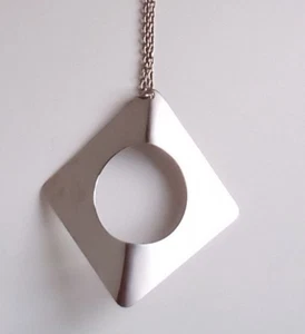LARGE VINTAGE MODERNIST BRUTALIST STAINLESS STEEL PENDANT GEOMETRIC LORD PYTHON? - Picture 1 of 5