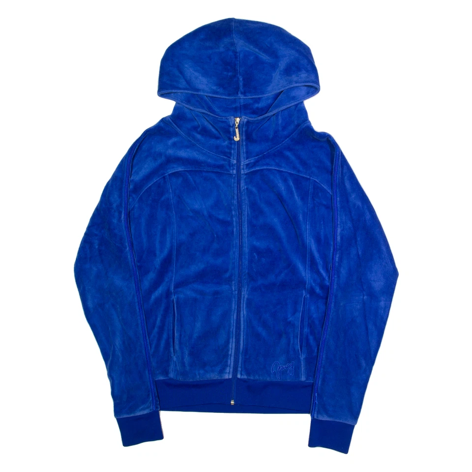 JUICY COUTURE Terciopelo Mujer Azul Sudadera con Capucha Cremallera Completa M Foto 1 de 4