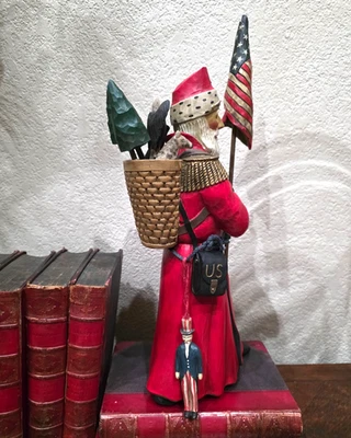 VTG LEO SMITH Folk Art  US Postman  Santa Claus Wood signed numbered - Image 1 of 4