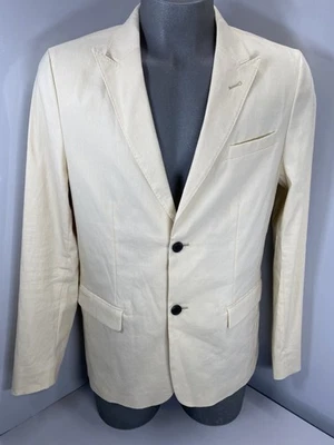 Rhone Mens Blazer Jacket Ivory/Cream Size 42 Slim Fit Amalfi Linen Sport Coat - Image 1 of 4