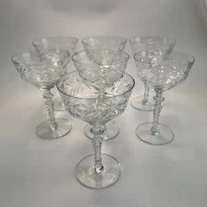 Vintage Libbey Crystal ROCK SHARPE Champagne/Sorbet/Cocktail glasses Set Of 7 - Picture 1 of 4