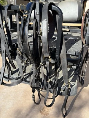 SMUCKERS BASIC BLACK LEATHER CARRIAGE DRIVING HARNESS NO BRIDLE HORSE SIZE - Image 1 of 4