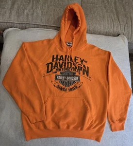 Felpa Harley Davidson arancione taglia L Occhio di Falco HD Coralville IA - Foto 1 di 9