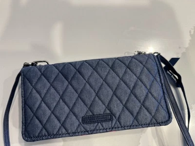 Vera Bradley Bandolera Acolchada Bolso sin asas RFID Cartera Teléfono 3 en 1 AZUL JEAN Foto 1 de 4