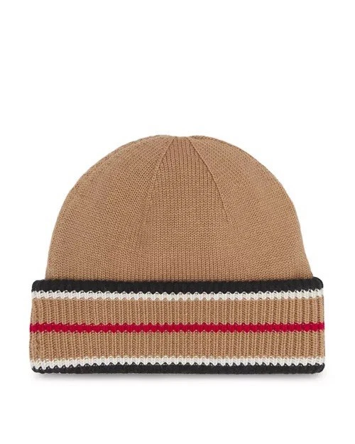 NUEVO gorro de algodón cachemir a rayas reversible con etiquetas Burberry Icon precio de venta sugerido por el fabricante 420 USD Foto 1 de 4