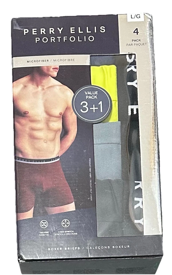 Calzoncillos boxer Perry Ellis para hombre 4 microfibra grandes (36-38) surtidos Foto 1 de 4