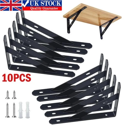 10PCS Heavy Duty Stainless Steel L Shaped Wall Mounted Shelf Brackets Support UK - Image 1 of 4