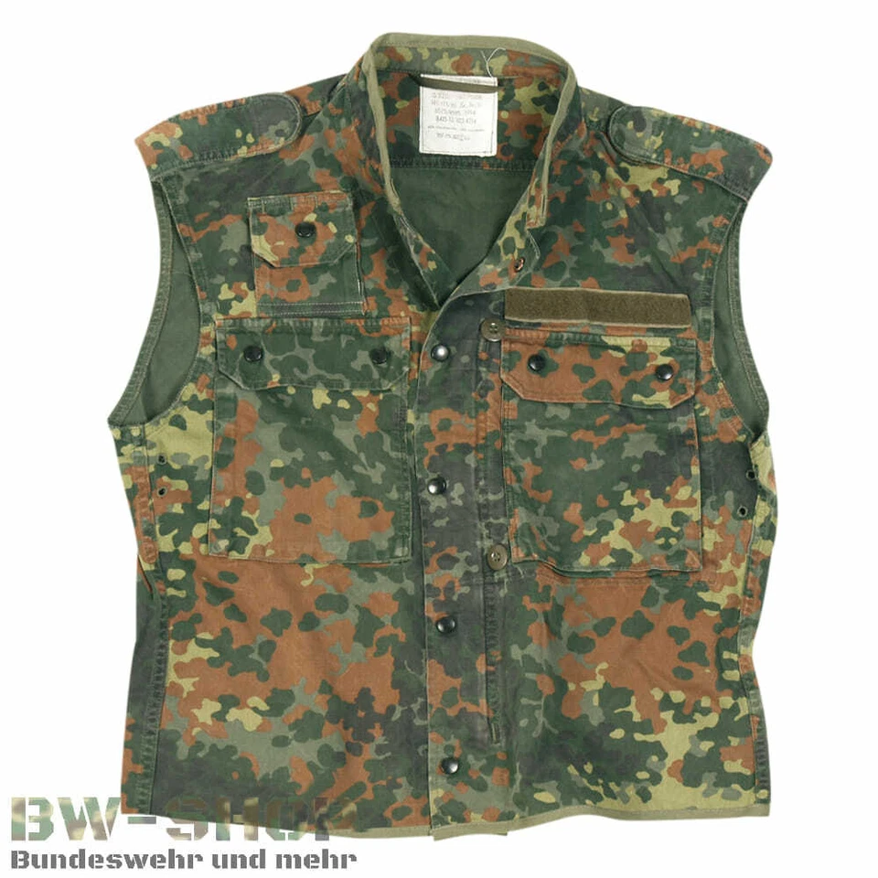ORIGINAL BUNDESWEHR SURVIVAL WESTE FLECKTARN BW ANGLERWESTE OUTDOOR JAGDWESTE - Bild 1 von 1