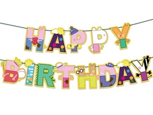 Rosa Schweinchen Geburtstagsbanner, Schweinchen Peppa Happy Birthday Briefbanner - Bild 1 von 2
