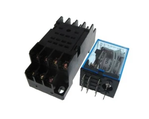 12VDC Coil HH54P Power Relay w/ socket LED indicator Din Rail Mounting - Picture 1 of 2
