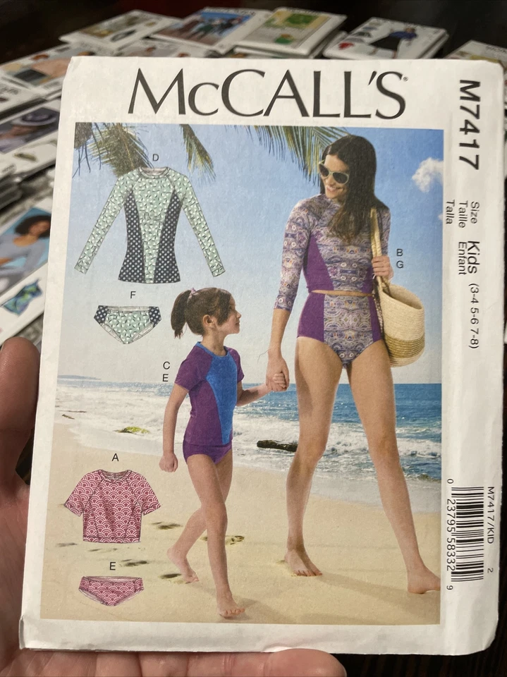 MCCALLS SEWING PATTERN M7417 BIKINI BOTTOM RASH GUARD SIZES 3 4 5 6 7 8 UNCUT FF - Image 1 of 2