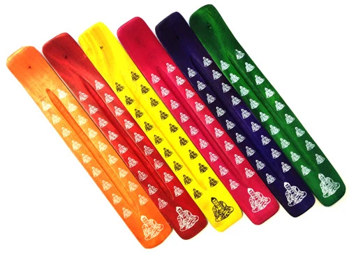 Quemador de incienso Buda soporte cenicero - precioso hecho a mano madera colorida Foto 1 de 1