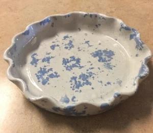 1 Evans Pottery Arden NC Handmade Spongeware Tart/Mini Pie Dish Signed - Picture 1 of 8