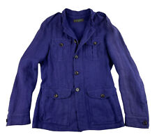 Etro Milano Purple Pure Linen Womens Military Themed Jacket Size Small Excellent