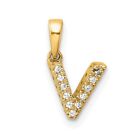 10K Yellow Gold Diamond Letter V Initial With Bail Pendant