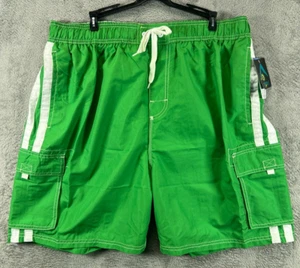KANU Surf Mens 2X Swim Board Shorts Cargo Pockets NWT Green Barracuda Mesh Lined - Picture 1 of 10