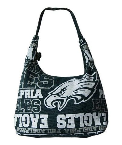 New NFL Philadelphia Eagles Women's Canvas Wordmark Side Tote Green White Silver Cover
